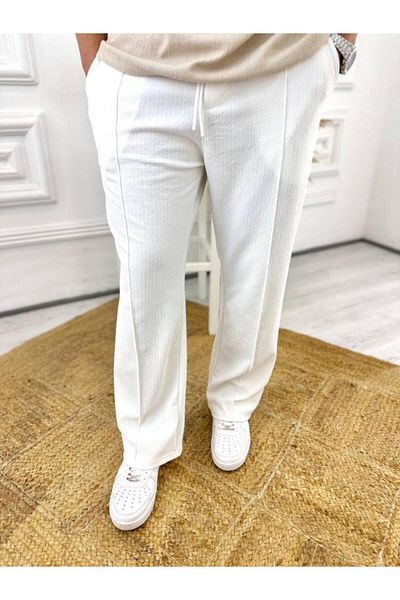 elkumoda Παντελόνι από λινό φυσικό βαμβάκι Φαρδιά φούτερ παντελόνι με άνετη εφαρμογή