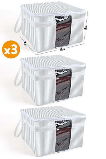 ESTİ 3 Adet - Pencereli Kazak Kıyafet Hurcu 45 X 40 X 30 Cm - 3 Adet