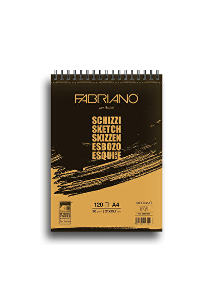 Fabriano Schizzi Üstten Spiralli İnce Dokulu Eskiz Çizim Defteri A4 120 Yaprak 90gr