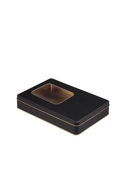AMBALAJ PAZARI Pencereli Mat Siyah Metal Kutu 26,5x17,5x4,5 cm