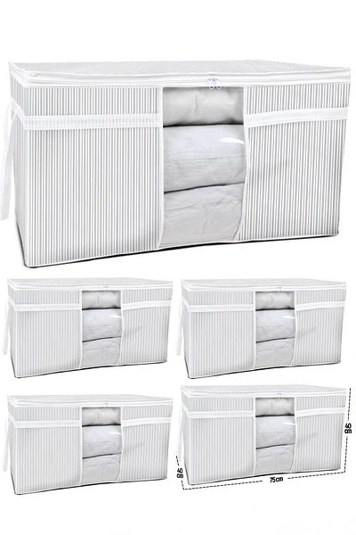 ESTİ 5 Pieces - Windowed Quilt Scrap Mega Size 75 X 40 X 40 Cm - Gray Striped