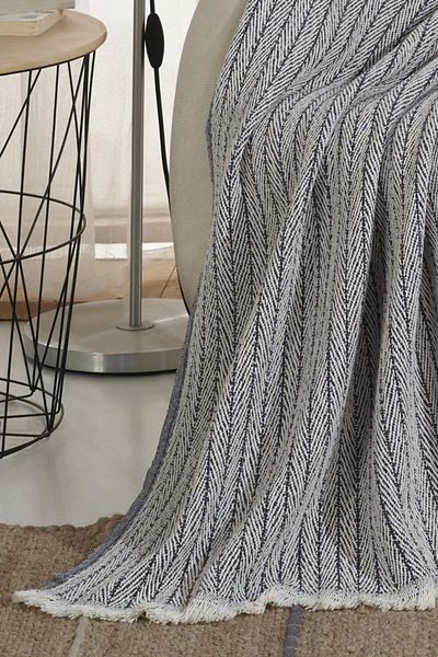Lux Touch Vera Indigo Μονό Κάλυμμα Πολυθρόνας Καναπέ Σάλι 150 Χ 200 εκ. Κουβέρτα τηλεόρασης Βαμβακερή