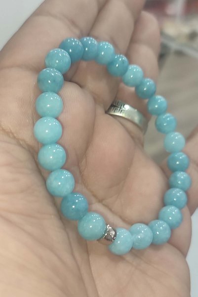 TAŞÇIZADE Aquamarine Stone 8 mm Natural Gemstone Bracelet