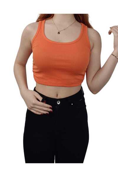 Kübra Tekstil 2339 Model - Crew Neck Ribbed Camisole Crop Top