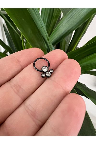 Karınca Piercing Cat Dog Paw Jewelled Black Ear Helix Septum Hoop Piercing Earrings