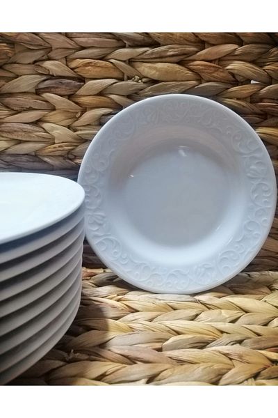 Güral Güral Porcelain 12-Piece Spicy 16 cm Sweet Plate - Plain