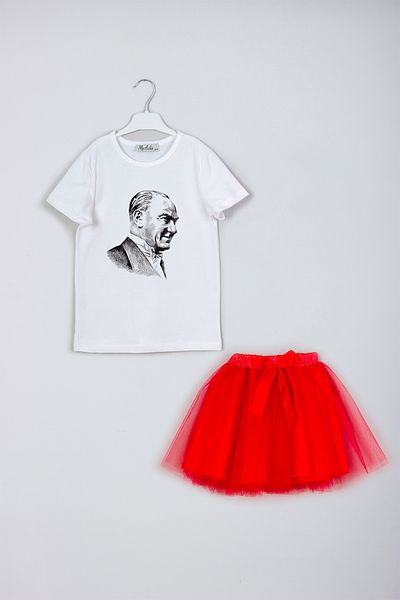 MYADA Set combinat de tricou cu fustă imprimată Ataturk, cărbune, sezon nou