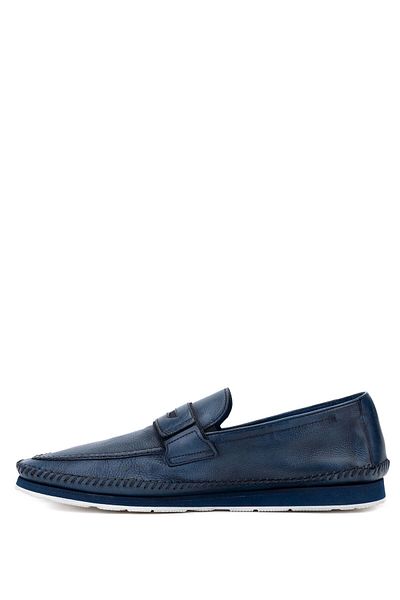 MARIO BRUNI Blue Genuine Leather Men's Loafer Shoes