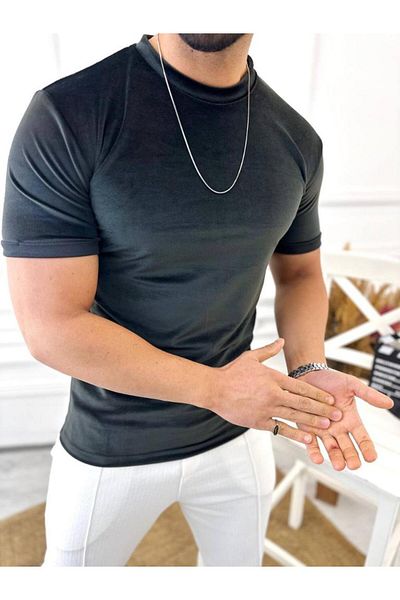 elkumoda T-shirt Slim Fit T-Shirt Βελούδινο μπλουζάκι με λεπτή εφαρμογή