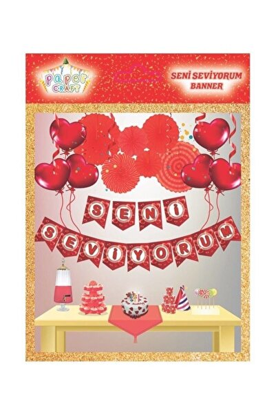 TATLI GÜNLER Seni Seviyorum Yazılı İpe Dizili Banner