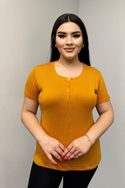 Siyezen Βαμβακερή μπλούζα με κουμπιά μπροστά, σε μεγάλο μέγεθος, βασικού στυλ