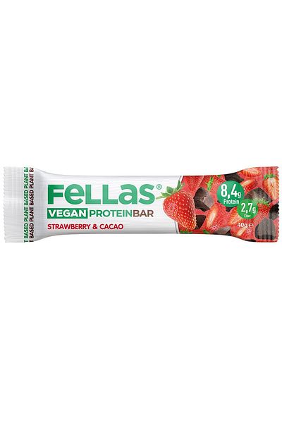 Fellas Vegan Protein Bar - Strawberry and Cocoa 40g X 12 Pieces