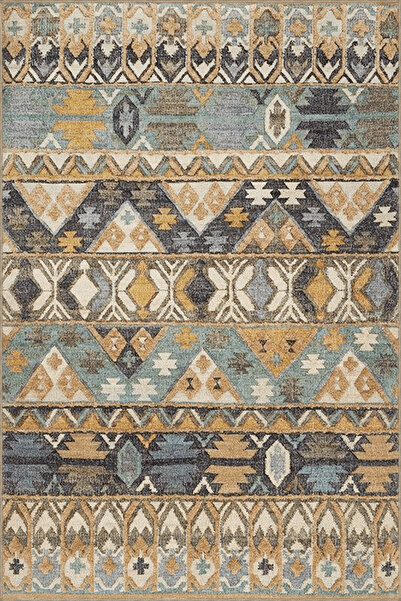 Rugs Modern Halı Синьо-бежов винтидж декоративен килим с етнически мотиви 3896