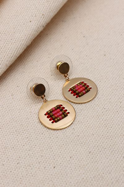 Süspüs Accessories VIP - Ethnic Earrings, Round and Sand Beads, Non Tarnish