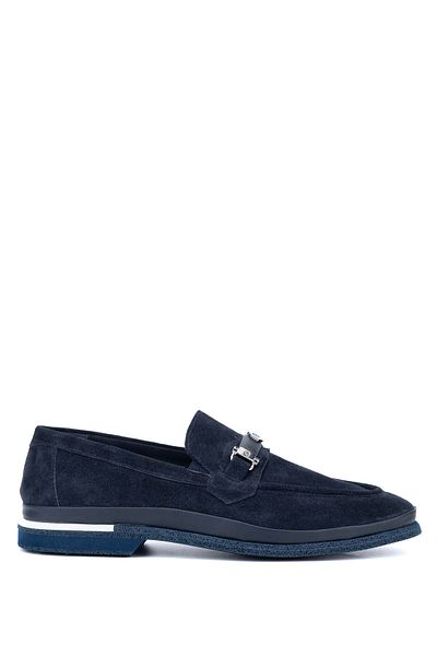 MARIO BRUNI Men's Genuine Leather Blue Loafer Shoes