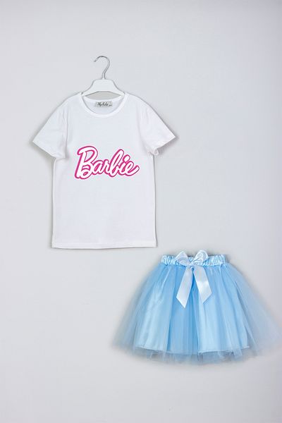 MYADA New Season Text Colorful Printed Skirt T-Shirt Combination Set