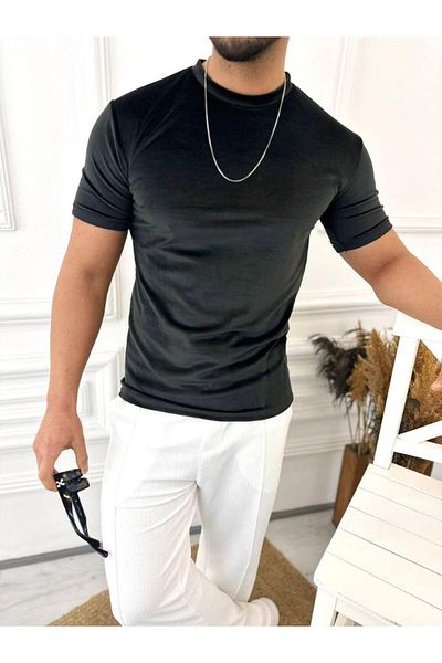 elkumoda T-shirt Slim Fit T-Shirt Βελούδινο μπλουζάκι με λεπτή εφαρμογή