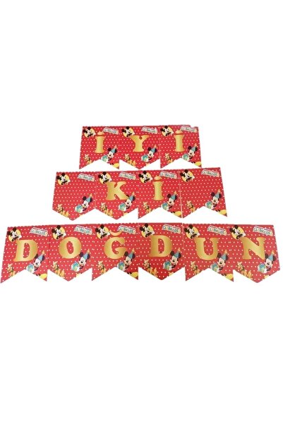TATLI GÜNLER Mickey Mouse Banner iyi ki Doğdun Yazısı Doğum Günü Partisi