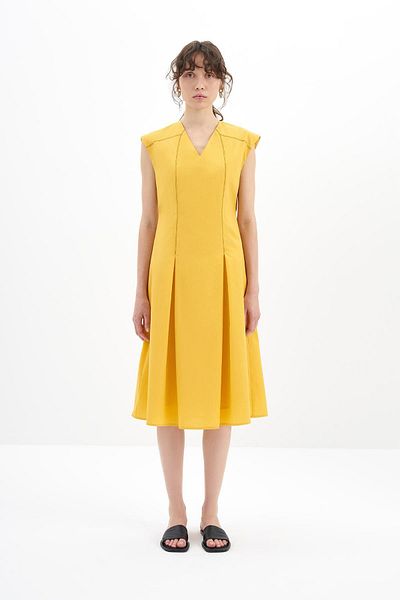 BİRELİN Koton Blended Dress Yellow