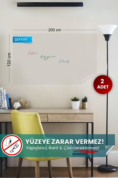 Pi Papers Akıllı Kağıt - 120x200 Cm Şeffaf, 1 Alana-1 Hediye Kendiliğinden Tu...