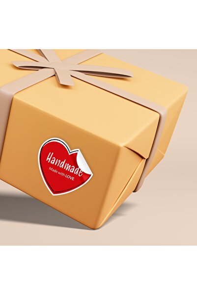 Ambalaj Modacısı ملصق مطبوع سريع الصنع مصنوع يدويًا على شكل قلب أحمر 100 قطعة