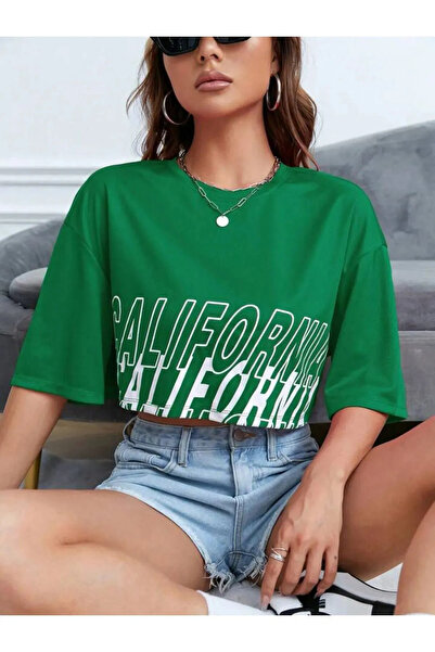 npLStore Ženska Kalifornija Štampano Oversize kroj Skraćeni kroj T-shirt
