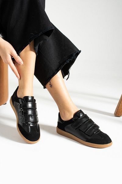 İnan Ayakkabı Pantofi sport și pantofi sport pentru femei de culoare neagră (3,5 cm)