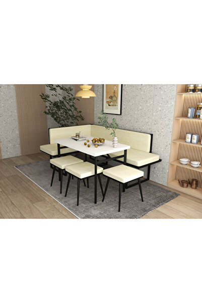 Wood House PAMİR KÖŞE TAKIMI BEJ-BEYAZ  (MUTFAK,BAHÇE,BALKON,OTURMA ODASI)