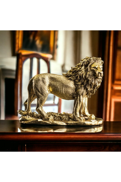 SZN DEKOR Gold Yeleli Aslan Heykel Biblo ,Ev Ofis Dekorasyonu ,Galatasaraylı ...