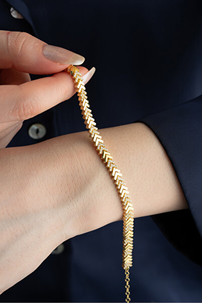 Silvano Jewelry 925 Ayar Gümüş Balıksırtı Model Taşlı Bileklik