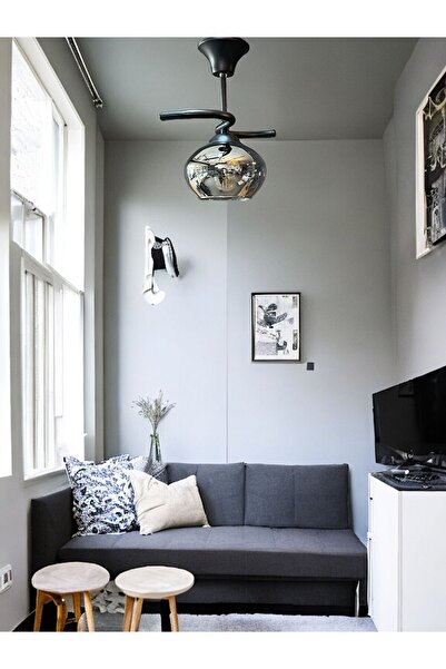 AVİZEVİ Avizeviaydınlatma Hol Antre Siyah Kasa Füme Camlı 23 Poyraz Tekli