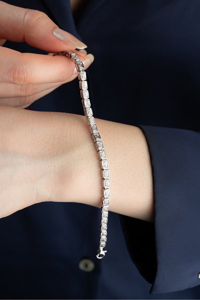 Silvano Jewelry 925 Ayar Gümüş Tamtur Sırataşlı Bileklik