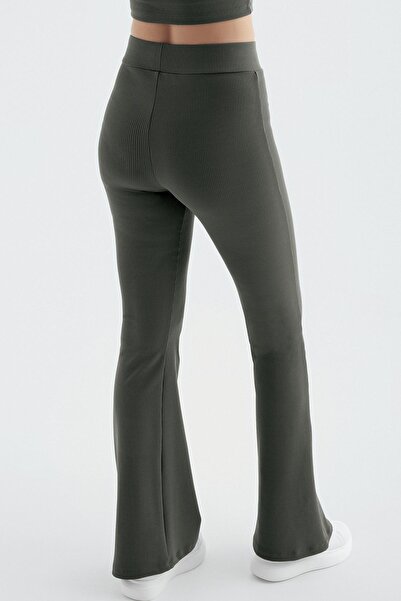 Artış Ribbed Spanish Leg High Waist Stretchy Lifting Leggings