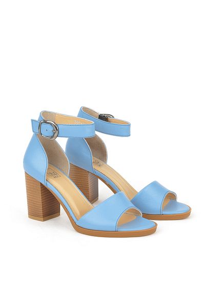 Ziya Pantofi cu toc de damă din piele naturală - albastru denim 1411003 z301