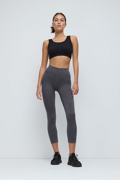 No Matter What Charcoal High-Waisted Ribbed Stretch Sports Leggings