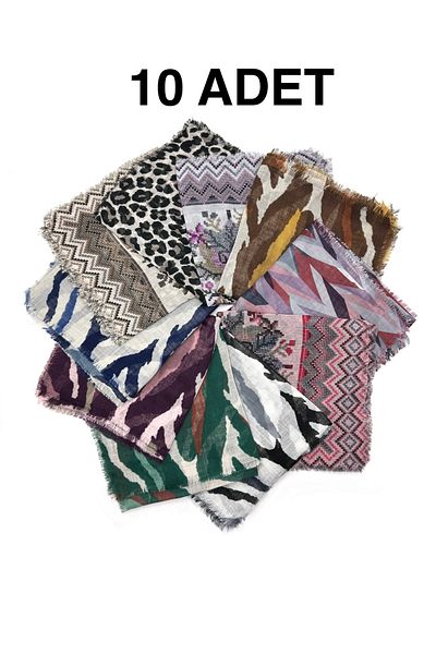 nazipek Lot de peste 10 modele eșarfă de scris din bumbac amestecat 100x100cm Set cadou cu zebră leopard etnic geometric