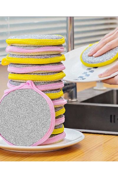 Dalian Home Double Sided Dish Sponge - Pan, Plate Oil Remover and Stain Remover Scouring Wire