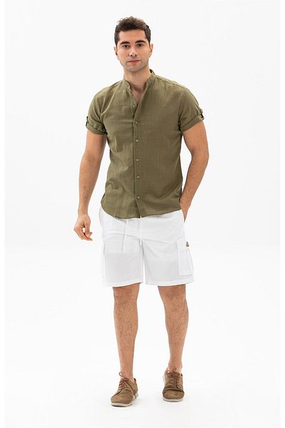 Eliş Şile Bezi Ανδρικό σορτς Gabardine Elastic White Byz