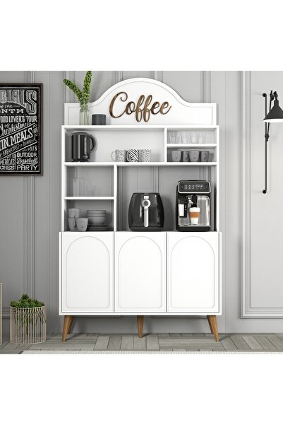 Variant Mobilya Lyon Kahve Köşesi Çok Amaçlı Dolap - Beyaz / Ceviz