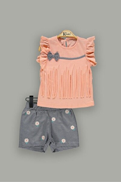 DIDuStore Cute Bow Detailed Blouse and Print Shorts Set - Girl's Summer Colle...