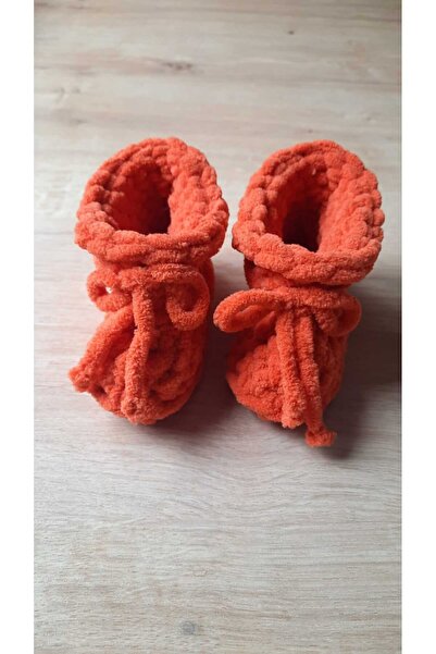 Alize Puffy El Örgüsü Bebek Patiği 0-12 Ay Uyumlu Turuncu Renk