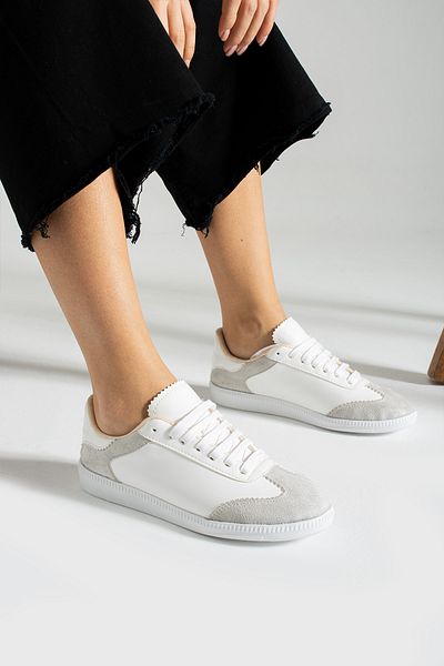 İnan Ayakkabı Pantofi de damă albi casual (talpă 3,5 cm)