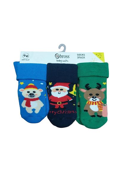Bross SET OF 3 CHRISTMAS COTTON TOWEL KIDS (BABY) SOCKET SOCKS