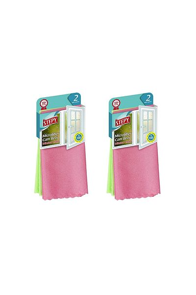 STEPY Microfiber Glass Cloth with Hanger 2 x 2 Pieces = 4 Pieces