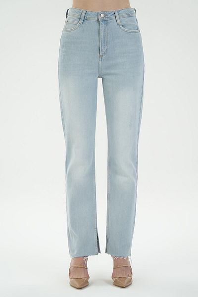 CROSS JEANS Light Blue Slim Fit Jeans Trousers with Slit Detail - Zippered C 4556-013
