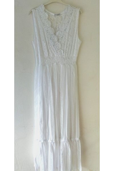akkanatbutik Women's Sleeveless Guipure Dress