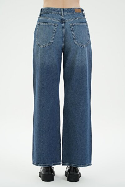 CROSS JEANS High Waist Zippered Weslie Dark Blue Wideleg Jeans - C 4530-100