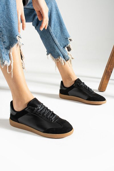 İnan Ayakkabı Adidași și pantofi sport negri pentru femei (3,5 cm)