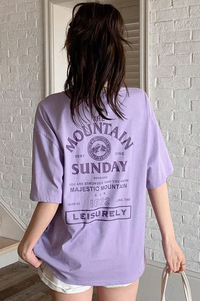 MODAGEN Tricou cu imprimeu Mov Oversize Mold Mountain Sunday pentru femei