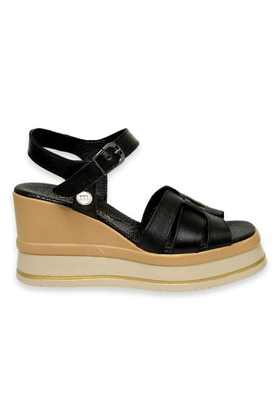 Mammamia D24Ys-1535Z Wedge Heel Μαύρα γυναικεία σανδάλια